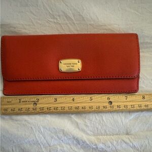 Michael Kors Orange Wallet with Gold Accents